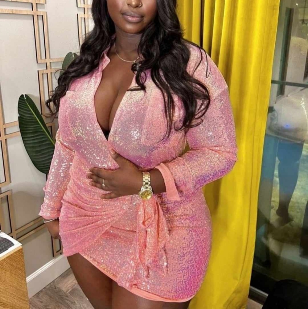 Pink sequin mini dress XL/1X